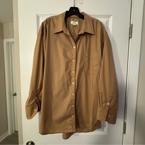 Maeve Camel Button-Down Blouse